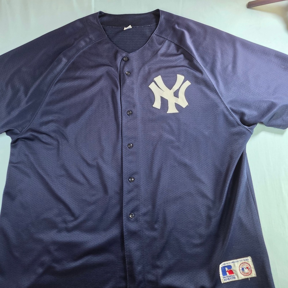 Vintage Russell Athletic New York Yankees Navy Mesh Baseball Jersey 4XL MLB